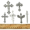 6Pcs 6 Styles Tibetan Style Alloy Cross Pendants FIND-FS0002-57-5