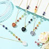 Chakra Natural Mixed Stone Heart Pendant Brass Cable Chain Necklaces for Women NJEW-JN06267-1