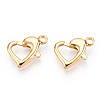 Brass Heart Lobster Claw Clasps X-KK-N254-16G-1