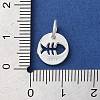 925 Sterling Silver Hollow Fish Charms with Jump Rings STER-E071-01S-08-3