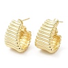 Brass Grooved Teardrop Hoop Earrings for Women EJEW-K248-09G-1