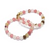 Frosted Tigerskin Glass Bead Stretch Bracelets BJEW-K212-B-016-1