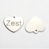Non-Tarnish 201 Stainless Steel Heart Pendants STAS-L165-C18-2