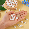 50Pcs 5 Style White Flat Round with Black Letter Silicone Beads SIL-TA0001-49-6