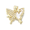 Brass Micro Pave Clear Cubic Zirconia Pendants KK-V010-14G-1