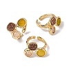 Natural Rose Quartz/Korean Jade/Agate Germ Cuff Rings RJEW-M076-05G-04-2