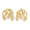 Cat Shape Brass Stud Earrings EJEW-P295-02G-1