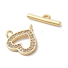 Brass Micro Pave Clear Cubic Zirconia Toggle Clasps KK-N254-69G-2