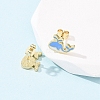 Brass Enamel Stud Earrings EJEW-B152-01G-03-3