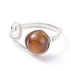 Copper Wrapped Natural Tiger Eye Braided Bead Rings for Women Men RJEW-TA00026-01-4