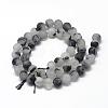 Natural Black Rutilated Quartz Beads Strands G-R446-8mm-37-2