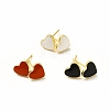 Enamel Heart Stud Earrings EJEW-H093-16G-1