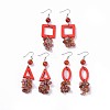 Natural Carnelian Beads Dangle Earring Sets EJEW-JE03360-01-1