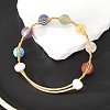 Round Mixed Gemstone Braided Bangle with Natural Pearl BJEW-JB08000-1