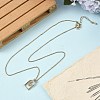 Arch with Moon & Star Brass Rhinestone Pendant Necklaces NJEW-H051-04G-2