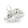 Brass Clear Cubic Zirconia Charms ZIRC-B010-22P-3