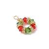 2Pcs 2 Colors K9 Glass and Brass Crystal Rhinestone Beaded Hexagon Pendants PALLOY-JF04343-4