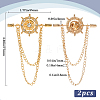 2Pcs Helm Zinc Alloy Hanging Chain Brooches with Crystal Rhinestone FIND-GF0006-83G-2