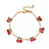 Glass & Brass Beads Bracelets for Women Girl BJEW-TA00547-1