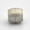 Big Hole 202 Stainless Steel Barrel Textured Beads STAS-O048-28-1