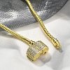 Brass Micro Pave Clear Cubic Zirconia Link Bracelets BJEW-S158-15G-3