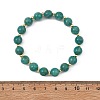 Round Natural Amazonite & Brass Spacer Beads Beaded Stretch Bracelets for Women BJEW-JB14078-4