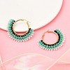 304 Stainless Steel & Bohemian Beaded Fan Hoop Earrings for Women EJEW-R001-01G-03-1