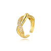 Twist Brass Micro Pave Clear Cubic Zirconia Cuff Rings FS-WG5AEE9-03-2