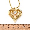 Brass Pave Clear Cubic Zirconia Heart Pendant Necklaces for Women NJEW-K381-07C-G-5