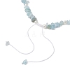 Natural Aquamarine Chip & Imitaton Round Pearl Beaded Adjustable Necklaces NJEW-JN05227-05-5