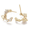 Brass Micro Pave Clear Cubic Zirconia Stud Earring Findings KK-N230-01-NF-2