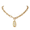 Electroplated Baroque Natural Keshi Pearl Oval Pendant 304 Stainless Steel Figaro Chain Necklaces with OT Clasps for Women NJEW-JN06296-5