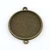 Tibetan Style Alloy Flat Round Cabochon Connector Settings TIBE-Q038-001G-AB-NR-1