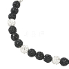 1Pc Polymer Clay Rhinestone Round Beaded Stretch Necklaces NJEW-SP0001-14H-3