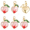 8Pcs Brass Enamel Peach Charms KK-BBC0025-20-7