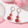 Round Natural Gemstone Dangle Earrings EJEW-JE05536-3