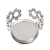 Hollow Flower 304 Stainless Steel Cuff Ring Components STAS-P454-03D-P-2