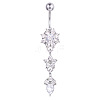 Piercing Jewelry Alloy Rhinestone Split Flower Navel Ring Belly Rings WG05686-01-2