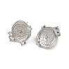 Brass Micro Pave Clear Cubic Zirconia Flat Round Stud Earring Findings KK-H524-08P-2