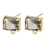 Brass Rectangle Stud Earring Findings KK-P325-50G-1