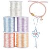 5 Rolls 5 Colors Nylon/Polyester Rattail Satin Cord WCOR-BC0001-04B-1