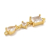 Rack Plating Brass Clear Cubic Zirconia Rectangle & Rhombus & Teardrop Connector Charms KK-C074-20G-2