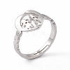 Non-Tarnish 201 Stainless Steel Heart with Lovers Adjustable Ring for Valentine's Day RJEW-K238-11P-3