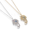 Brass Micro Pave Cubic Zirconia Pendant Necklaces NJEW-I230-15-1