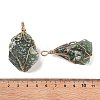 Raw Rough Natural Green Aventurine Copper Wire Wrapped Big Pendants G-B077-01G-05-3