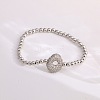 Brass Micro Pave Clear Cubic Zirconia Beaded Stretch Bracelets for Women FS-WG5260F-14-1