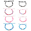 4 Sets 4 Color Polymer Clay Heishi Surfer Braided Bead Bracelets Set BJEW-FI0001-68-1