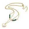 Ion Plating(IP) 201 Stainless Steel & Synthetic Malachite Double Layer Necklaces NJEW-K270-17G-1