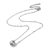304 Stainless Steel Round Ball Pendant Necklaces NJEW-Z026-01P-2