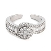 Rack Plating Brass Micro Pave Cubic Zirconia Round Open Cuff Rings for Women RJEW-C080-07P-2